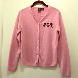 Pink goth punk button up sweater